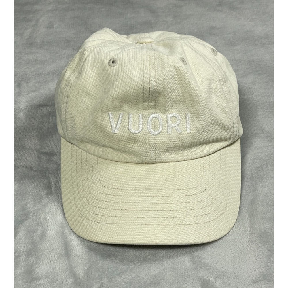 Vuori Hat Ivory Embroidered Logo Cotton Dad Adjustable Strapback